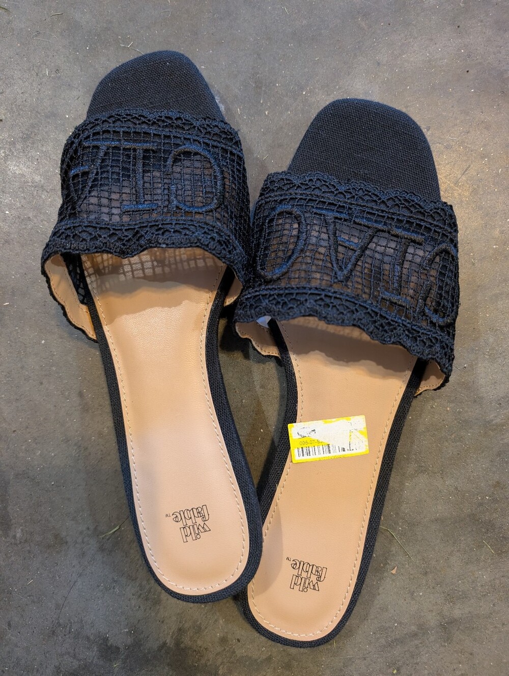 wild fable Black Lace Slip-On Mules
